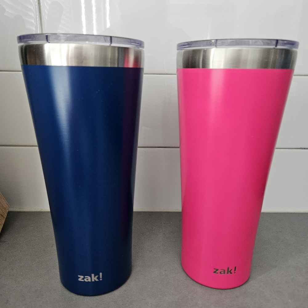 Zak! Designs 30 Oz Stainless Steel Insulated Tumblers - Blue and Pink
